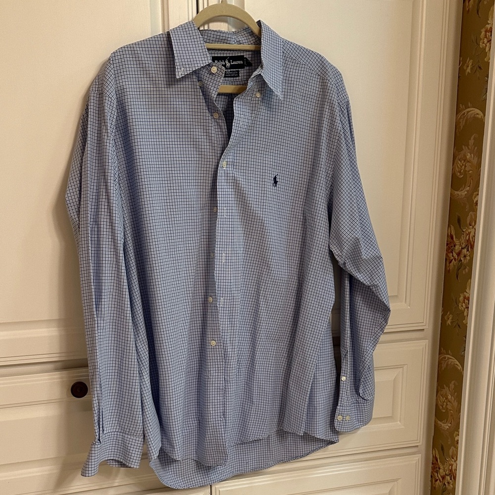 Polo by Ralph Lauren Men's Light Blue Gingham Shirt
